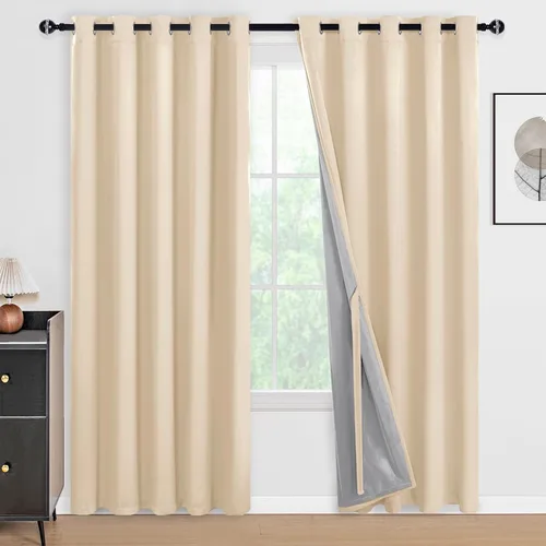 Miniatura 91 de DWCN Cortinas 100% opacas de 84 pulgadas de largo para dormitorio con forro negro, paneles de cortina de ventana de doble capa con aislamiento Azul