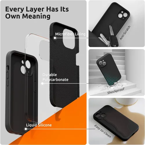 Miniatura 7 de SURPHY Funda diseñada para iPhone 15 Plus con protector de pantalla y cordón, correa de teléfono y funda de silicona líquida para teléfono