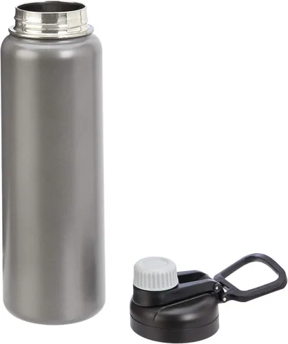 Miniatura 2 de Amazon Basics Botella de agua grande con aislamiento de acero inoxidable, tapa de boquilla, 30.1 onzas, gris