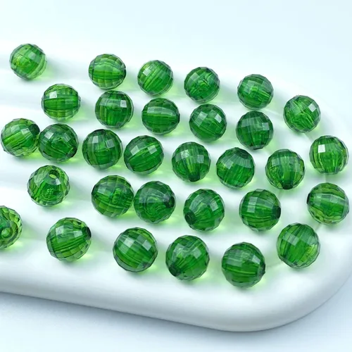 Miniatura 10 de 1000 cuentas facetadas redondas acrílicas de 0.236 pulgadas (0.236 in), cuentas espaciadoras de cristal, cuentas sueltas con múltiples facetas
