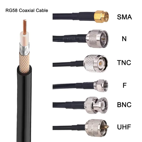 Miniatura 2 de RG58 Cable coaxial de 100 pies 50 ohmios de baja pérdida flexible blindado cable de extensión de antena para radioaficionado, enrutador CB