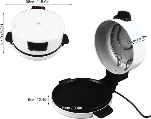 Miniatura 6 de Horno eléctrico para pizza, portátil de 12 pulgadas para encimera, máquina de carne, 2000 W, 6 minutos, cocción rápida, parte inferior