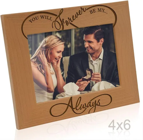 Miniatura 3 de KATE POSH - Marco de fotos de madera natural grabado con texto en inglés "You Will Forever be My Always". Marco de fotos de madera natural grabado