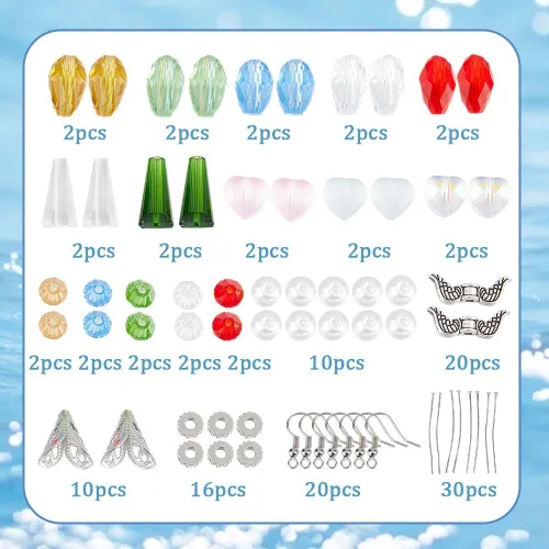 Miniatura 2 de SUNNYCLUE 1 Caja DIY 10 Pares Adornos de Ángel de Navidad Coloridos, Cuentas de Alas de Ángel Guardián, Pendientes, Kit de Inicio para Hacer Joyas