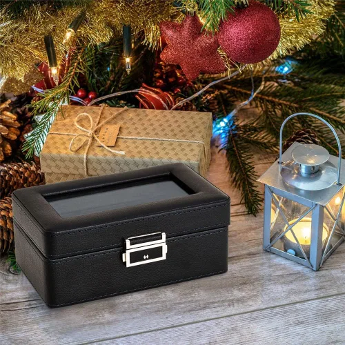 Miniatura 7 de Anyasun Caja de reloj con 3 ranuras, organizador de vitrina, caja de almacenamiento de reloj con tapa de vidrio para hombres y mujeres