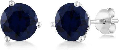 Miniatura 64 de Gem Stone King Aretes de oro de 14 quilates, 0.236 in, piedra natal redonda, Martini, 3 puntas, aretes de oro para mujer