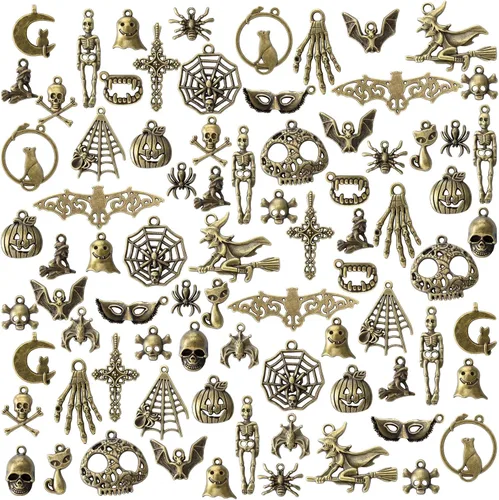 Hicarer 80 colgantes de plata antigua, colgantes góticos para hacer joyas, accesorios para bricolaje, collares, pulseras