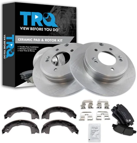 Miniatura 99 de TRQ Kit de pastillas de freno y rotor Posi trasero premium con zapatas de estacionamiento para camión GM SUV
