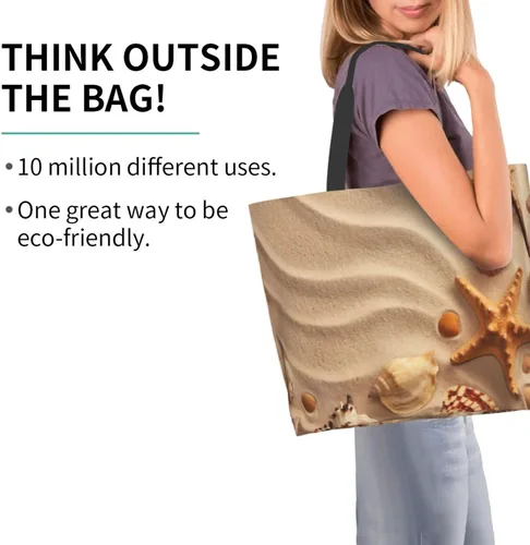 Miniatura 4 de Bolsa de mano de verano para playa, con estrellas de mar, grande, casual, para mujer, bolsas de hombro reutilizables para el trabajo, compras