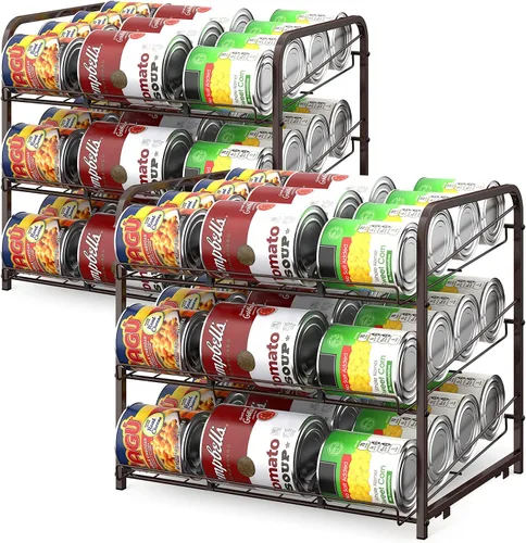 Vrisa Organizador de latas apilable para almacenamiento de alimentos, organizador de latas para despensa, encimera, con capacidad para hasta 72