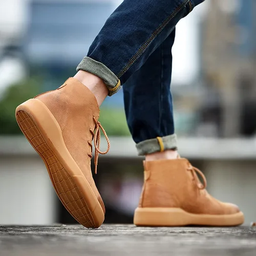 Miniatura 5 de Botas de cuero Chelsea para hombre, estilo casual, para otoñoinvierno, antideslizantes, para negocios, Oxford, trabajo, viajes, botines Chukka