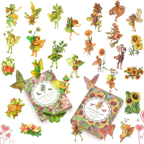 Miniatura 6 de 90 piezas de calcomanías de hadas para álbum de recortes, parche de hada transparente de flores para álbumes de recortes, cuaderno a mano, estuche