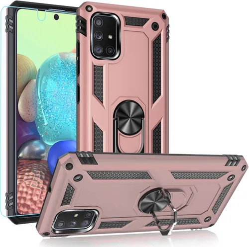 Miniatura 10 de Funda para Samsung A71 5G, Galaxy A71 5G, funda PUSHIMEI de grado militar resistente con protector de pantalla HD, anillo magnético con soporte
