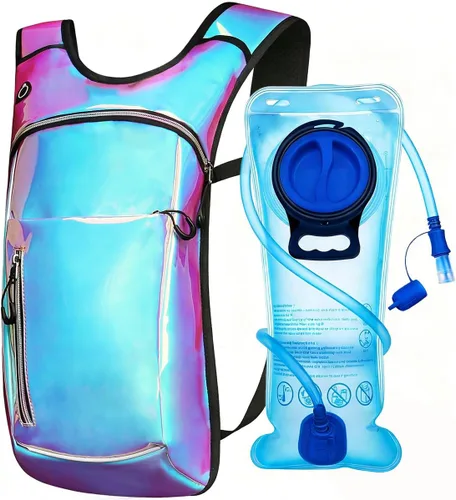 Miniatura 11 de Mochila de hidratación, mochila de agua con cámara de 2L, mochila de hidratación para raves, esencial para festivales, senderismo, ciclismo