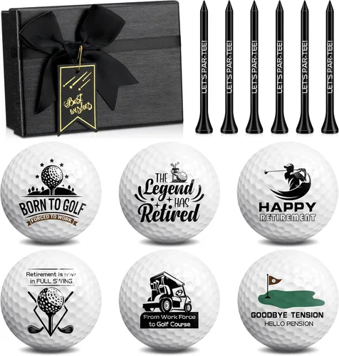 Miniatura 9 de Arrowbash Pelotas de golf de jubilación con camisetas y caja de regalo, regalos divertidos de jubilación para papá, compañeros de trabajo, golfistas