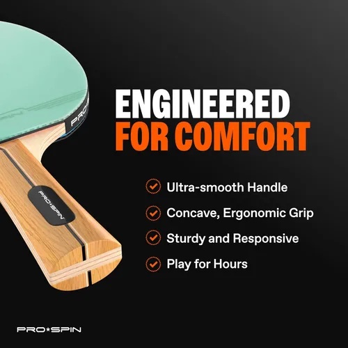 Miniatura 4 de PRO-SPIN Paletas de ping pong – Juego de alto rendimiento con raquetas de tenis de mesa premium, pelotas de ping pong de 3 estrellas, estuche de Set