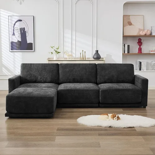 Miniatura 20 de Sofá modular en forma de U de 143.8 pulgadas, sofá de nube seccional de gran tamaño, sofás de asiento profundo de 6 plazas con 2 otomanas móviles