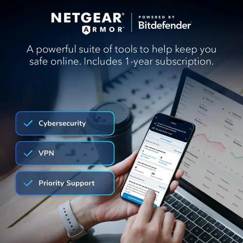 Miniatura 3 de NETGEAR Orbi Serie 970 Router WiFi 7 de cuatro bandas (RBE971S), características de seguridad, cubre 3,300 pies cuadrados, 200 dispositivos, puerto