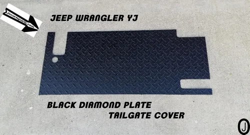 Miniatura 2 de Se adapta a Jeep Wrangler YJ cubierta de goma negra para puerta trasera de placa de diamante