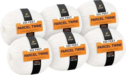 Miniatura 4 de Cordel para paquetes – Cuerda de poliéster de 225 pies – Bobina de cuerda blanca gruesa extra fuerte – Se ata fácil y de forma segura – Cuerda