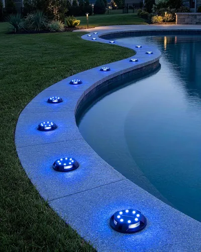 Miniatura 2 de Biling - Estacas solares para camino, 12 paquetes de luces solares brillantes azules para exteriores, impermeables para el patio, camino, jardín