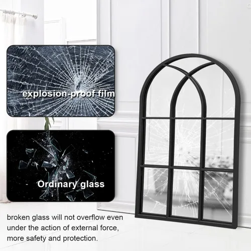 Miniatura 7 de Dewfig Espejo de Pared con Ventana Arqueada, 30"x20" Espejos de Panel de Ventana, Espejos de Tocador para Baño, Dormitorio, Entrada, Sala de Estar