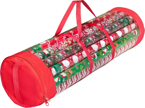 Miniatura 10 de ZOBER Organizador redondo de papel de regalo de Navidad, contenedores de almacenamiento de papel de regalo de 40 pulgadas, soporte para papel