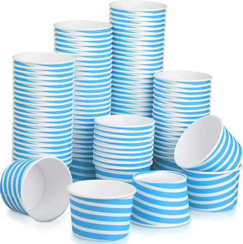 Miniatura 4 de Barra de helado y tazas de aperitivos – Vasos desechables para helados perfectos para fiestas, 5.5 onzas de calidad premium de yogur congelado, Azul