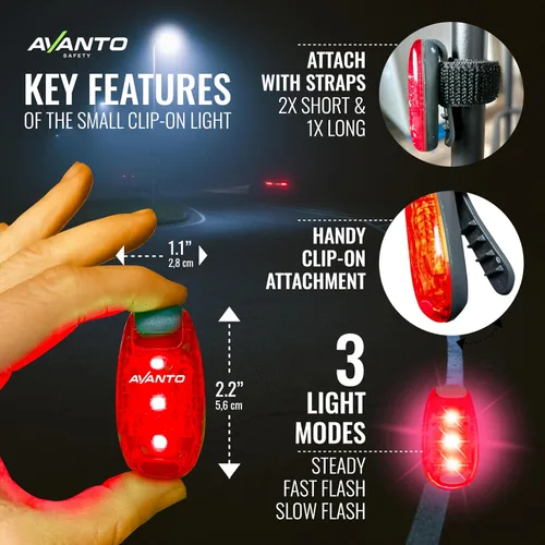 Miniatura 4 de Avanto Luz de Pecho con (2) Luces de Seguridad LED de Clip para Paseos de Perro, Caminatas Nocturnas, Ciclismo Equipo Reflectante para Caminatas