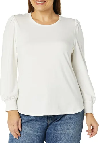 Miniatura 4 de Tienda Essentials - Camiseta de manga larga con cuello redondo y puños fruncidos para mujer