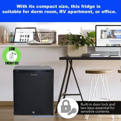 Miniatura 7 de Smad Mini Refrigerador con Cerradura de 1.0 pies cúbicos, Refrigerador para RV de 12V, 12V / 110V Súper Silencioso Refrigerador de 12V con Puerta