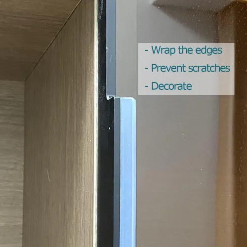 Miniatura 3 de Borde de goma transparente, tira de sello de goma de canal en U con cinta autoadhesiva, protector de borde de metal apto para 0.15 pulgadas, 20 pies