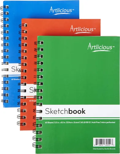 Miniatura 3 de Artlicious Paquete de 6 cuadernos de bocetos, 5.5 x 8.5 pulgadas, cuadernos de dibujo en espiral, cuaderno de dibujo para dibujar arte, paquete de 6