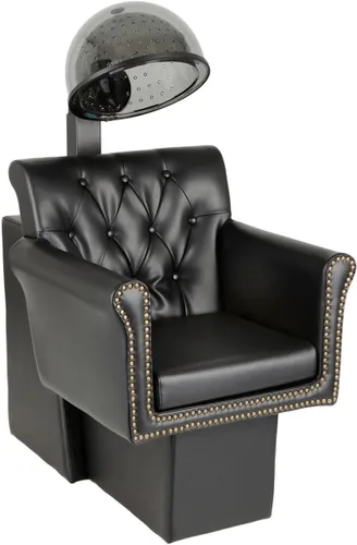 Miniatura 10 de Buy-Rite Chelsea - Combo de silla de salón copetuda gris con secador de campana UL/CSA de 980 W, borde de cabeza de clavo, calor/temporizador