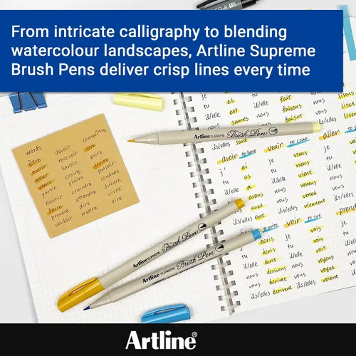 Miniatura 4 de Artline SUPREME - Bolígrafos de pincel Certificado AP seguro para niños Tinta resistente a la desenfoque EPFS-F Punta de pincel flexible que