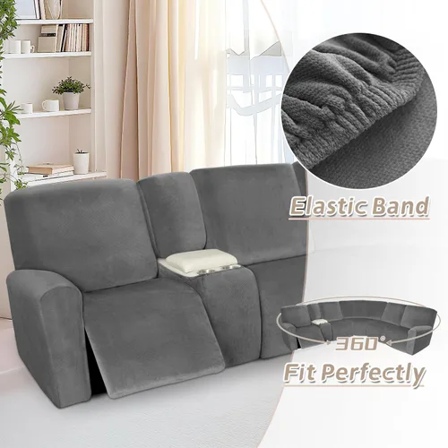 Miniatura 639 de Arfntevss Fundas de sofá seccional reclinable de terciopelo, Funda de sofá seccional de esquina para sofá reclinable, Funda elástica suave