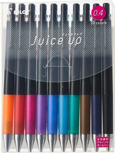 Pilot Knock Bolígrafo de gel con tinta de color extra fina, Juice Up 04, juego de 10 colores surtidos (LJP200S4-10C)