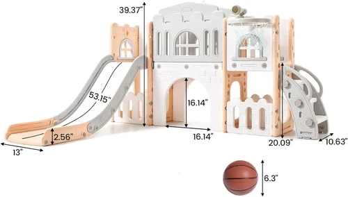 Miniatura 2 de GarveeLife Zona de juegos interior 8 en 1 para niños pequeños con tobogán: juego de tobogán para bebés de 1 a 3 años, tobogán para niños incluye aro