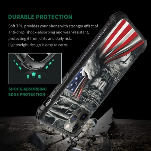 Miniatura 2 de DAIZAG Funda compatible con iPhone 12 Pro Max, funda suave a prueba de golpes para niños y hombres, funda de regalo, bandera estadounidense