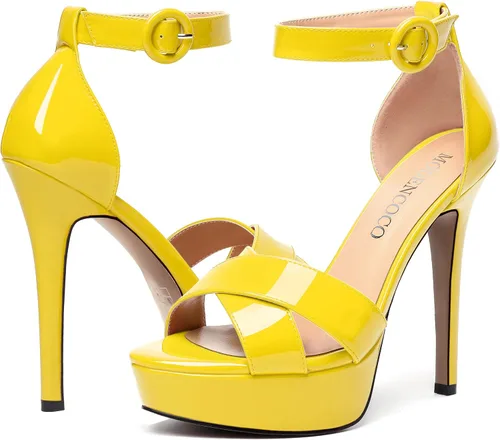 Miniatura 69 de MODENCOCO Sandalias de boda con correa de tobillo sexy para mujer, con plataforma y puntera abierta, tacón de aguja y tacón alto, zapatos de vestir