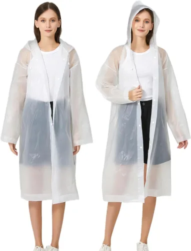 Miniatura 11 de Ponchos de lluvia para adultos, mujeres y hombres (paquete de 2 a 5), impermeables reutilizables de EVA con capucha, equipo de lluvia portátil