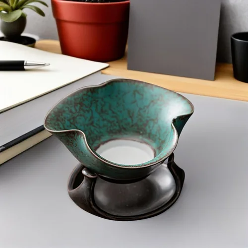 Miniatura 8 de CALLARON Infusor de té de cerámica, filtro de té de porcelana de hojas sueltas, filtro de té Kungfu con soporte, filtro de café, infusor de té