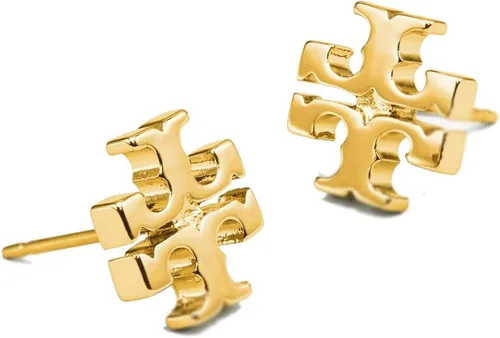 Miniatura 2 de Tory Burch Pendientes de botón con logotipo pequeño para mujer