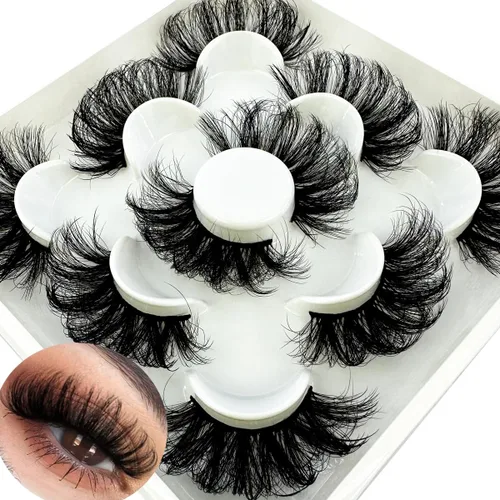 Miniatura 5 de 5 pares nuevos de pestañas postizas de visón 3D de 25mm, artificiales a granel, naturales personalizadas, pestañas postizas naturales al por mayor