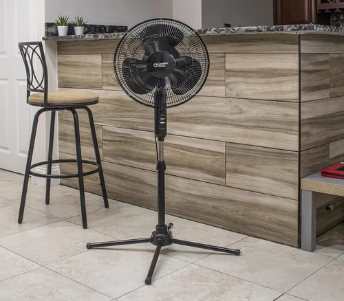 Miniatura 7 de Comfort Zone CZST161BTEBK Ventilador de pie oscilante de 16 pulgadas, opciones de 3 velocidades, cabezal oscilante de 90 grados, altura y Negro