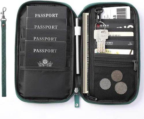 Miniatura 25 de VanFn Cartera RFID para pasaporte de viaje, soporte para pasaporte familiar, organizador de documentos de viaje serie P.Travel (nailon, gris)