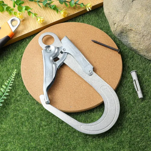 Miniatura 9 de Housoutil Rebar Snap Hook, High Strength Alloy Steel Large Drop Forged Double Lock Rebar Snap Hook, Multifunctional Safety Fall Protection Lanyard
