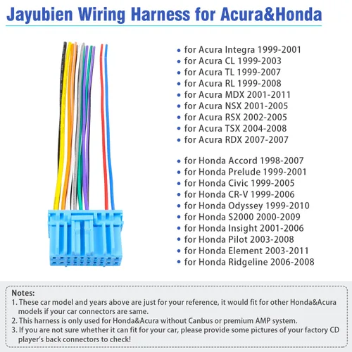 Miniatura 2 de Adaptador de arnés de cableado de radio femenino, reemplazo del conector de arnés de cable estéreo para automóvil para Acura 2001-2005 y Honda