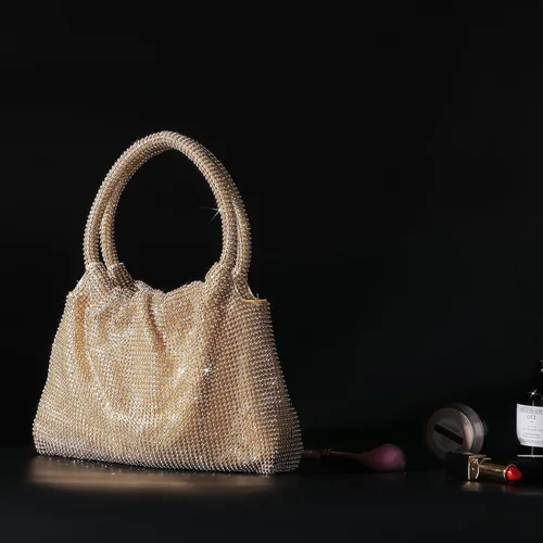 Miniatura 7 de Bolso de mano con diamantes de imitación para mujer, bolso de noche con diamantes brillantes, mini bolso de mano con purpurina para fiesta de noche