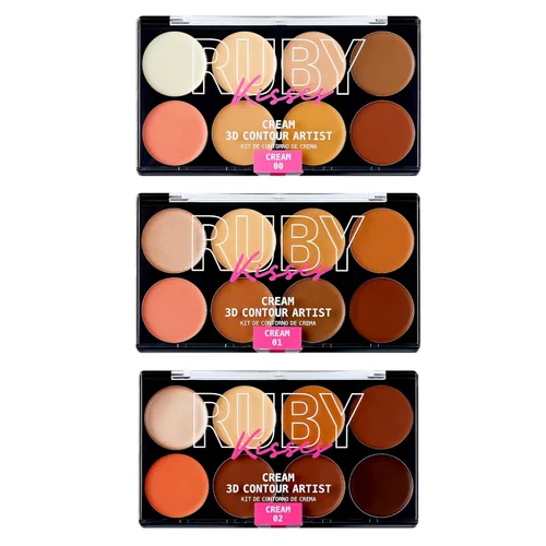 Miniatura 10 de Ruby Kisses Paleta de contorno de polvo 3D Medio oscuro Define tus pómulos, perfecciona tu nariz y esculpe tu mandíbula Multicolor